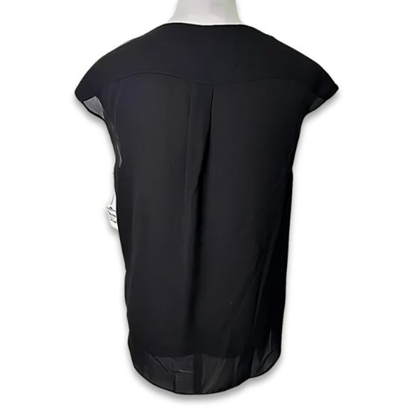 Halogen Blouse Surplice V-Neck Cap Sleeves Lightweight Black Women's Small NWT - Picture 5 of 10